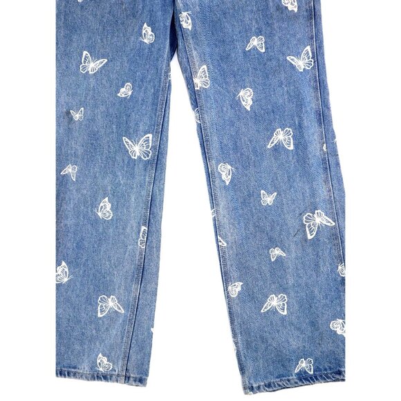 Simple Society Butterfly Jeans Baggy High Rise Print Y2K Soft Girl Coquette - Picture 7 of 12